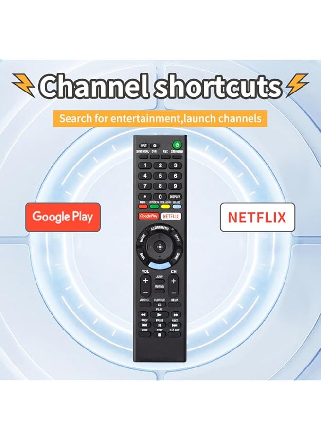 HuHa - EFGWXYZ Universal Replacement Remote for Sony-TV-Remote，for Sony-TVs and Sony-Bravia-TVs，for All Sony 4K UHD LED LCD HD Smart TVs, with Netflx, Gogle-Play Buttons-1pc-No Voice Function - Image 1