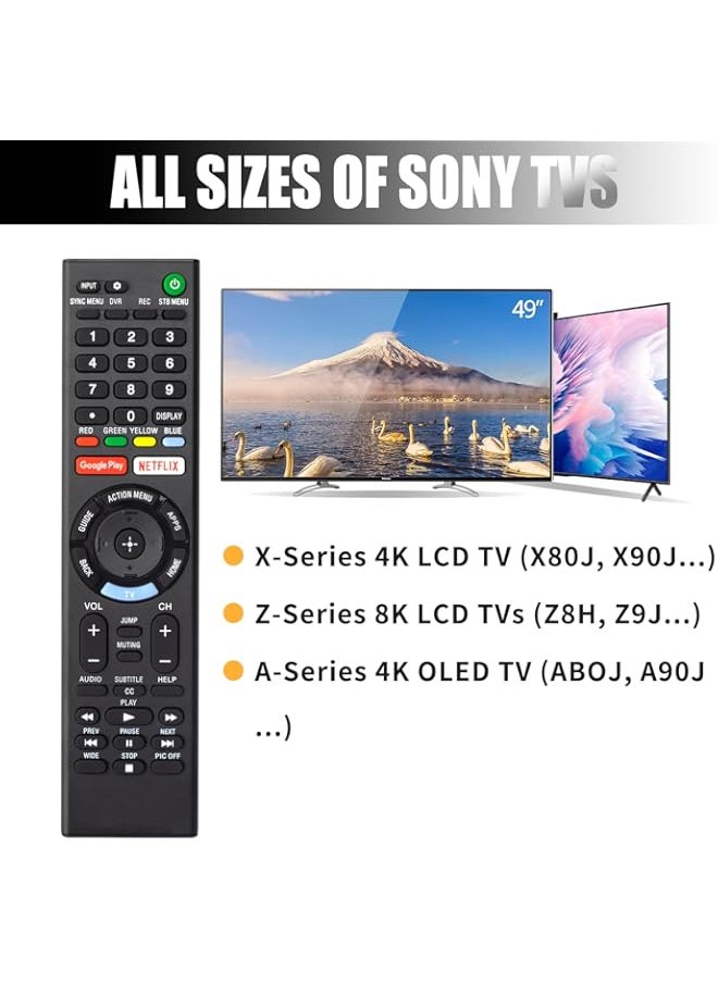 HuHa - EFGWXYZ Universal Replacement Remote for Sony-TV-Remote，for Sony-TVs and Sony-Bravia-TVs，for All Sony 4K UHD LED LCD HD Smart TVs, with Netflx, Gogle-Play Buttons-1pc-No Voice Function - Image 1