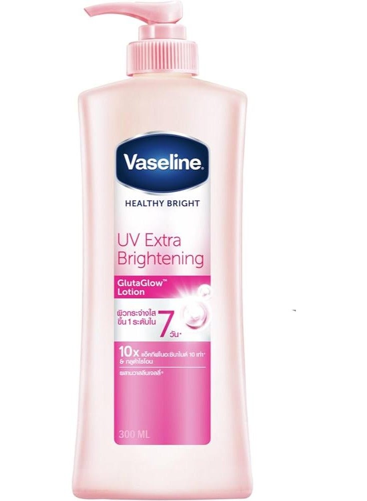 فازلين لوشن للجسم هيلثي برايت للأشعة فوق البنفسجية لتفتيح إضافي بينك جلوتا 300 مل