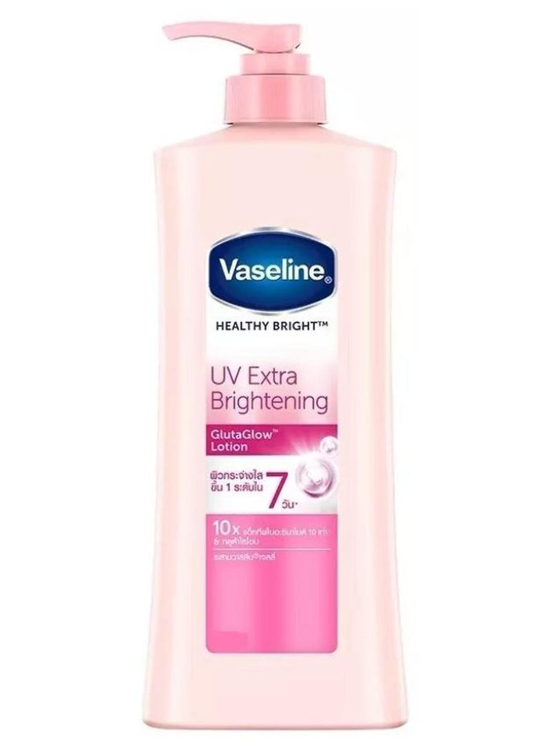 فازلين لوشن للجسم هيلثي برايت للأشعة فوق البنفسجية لتفتيح إضافي بينك جلوتا 400 مل