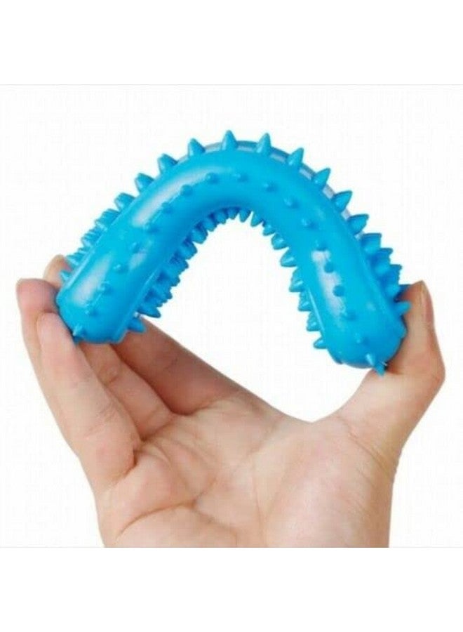 Soft Natural Rubber Squeaky Spiky Bone Chew Toys For Aggressive Chewers Dental Teething Cleaning Toy (Blue) - Image 2