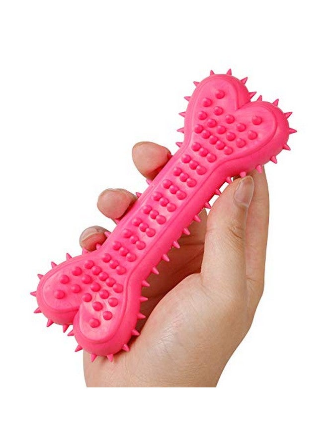 Soft Natural Rubber Squeaky Spiky Bone Chew Toys For Aggressive Chewers Dental Teething Cleaning Toy (Blue) - Image 5