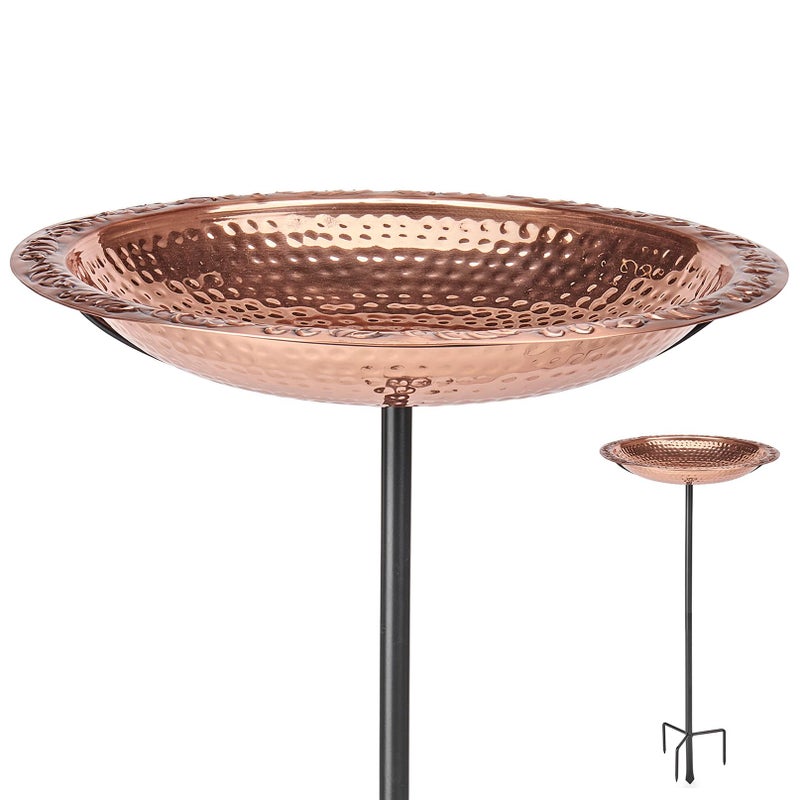 Good Directions BBG18 Copper Bird Bath, Includes Garden Pole, 18â€ Diameter Basin, Polished Copper - Image 1