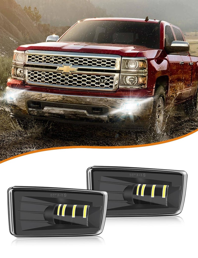 ADTOPI Silverado Led Fog Light 5202 Bulbs Bumper Fog Lamps Driving Cube Lights Replacement Compatible with 20072014 Silverado20072015 Suburban Tahoe 20072013 Avalanche GMC Yukon Pick Up Truck