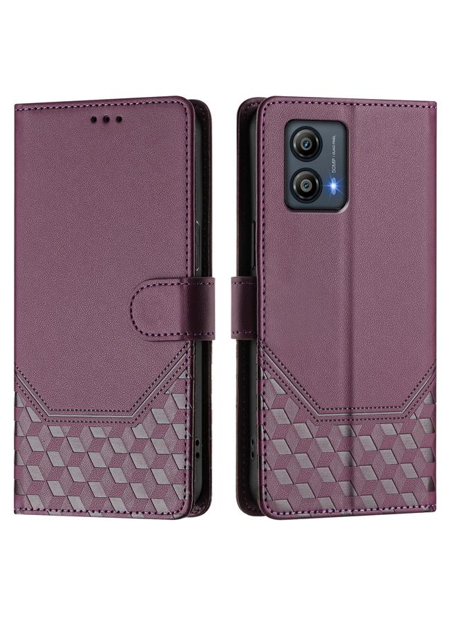 اس-توب جراب لهاتف Motorola Moto G53y 5G / G53j 5G جراب هاتف جلدي بنقش قرص العسل بتقنية RFID - Image 2