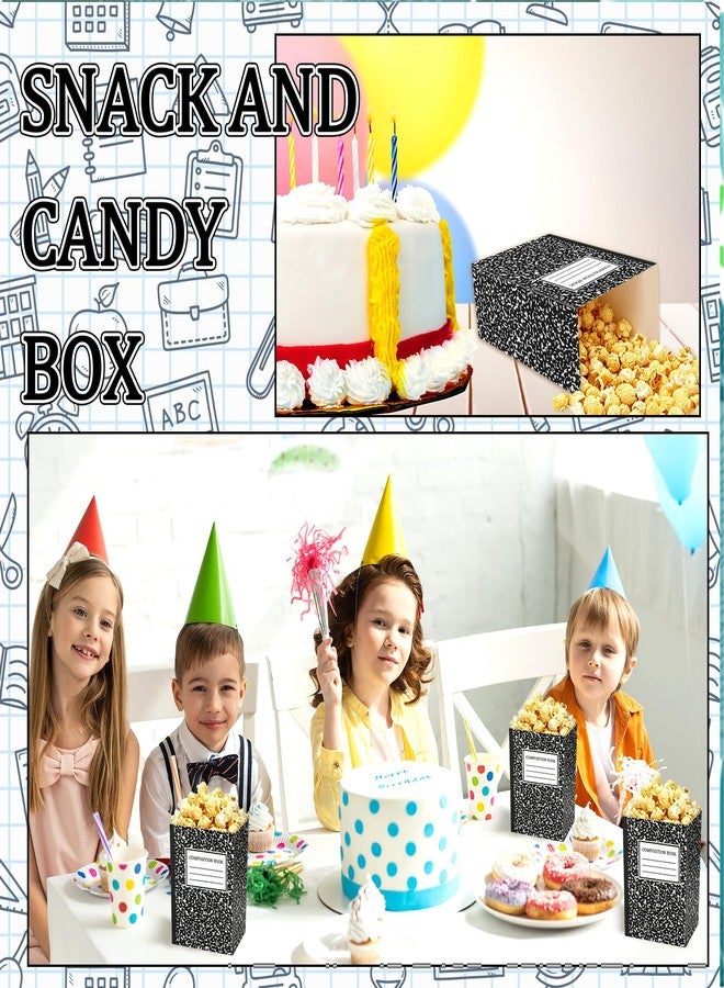 Demonwer 24 Pcs Back to School Candy Box Composition Notebook Gift Boxes Classroom Popcorn Treat Containers for Preschool Primary First Day of School Party Supplies - Image 4