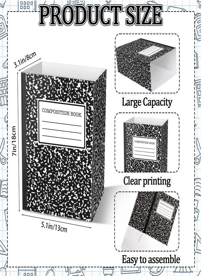 Demonwer 24 Pcs Back to School Candy Box Composition Notebook Gift Boxes Classroom Popcorn Treat Containers for Preschool Primary First Day of School Party Supplies - Image 2