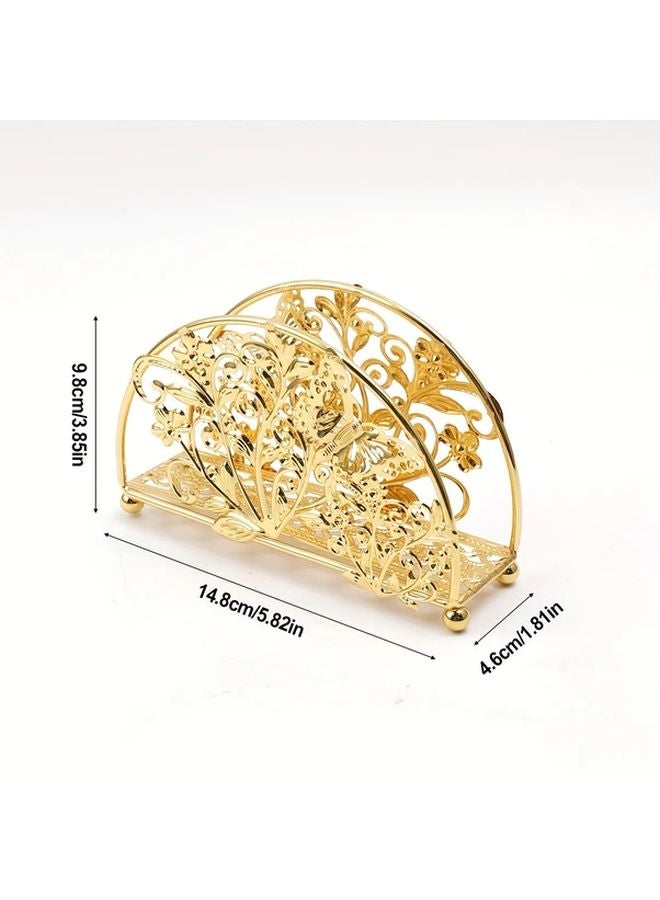 حامل مناديل حديدي أنيق بتصميم زهري، موزع ورق جلبي دائري قطر ٣٫٥٤ بوصة للمنضدة - Image 1