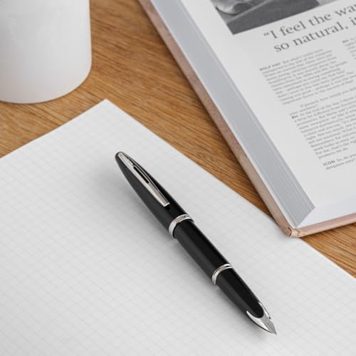 Waterman Duofold Centennial Fountain Pen, Classic Black with Gold Trim, Medium Solid Gold Nib, Black Ink and Convertor, Premium Gift Box - Image 2