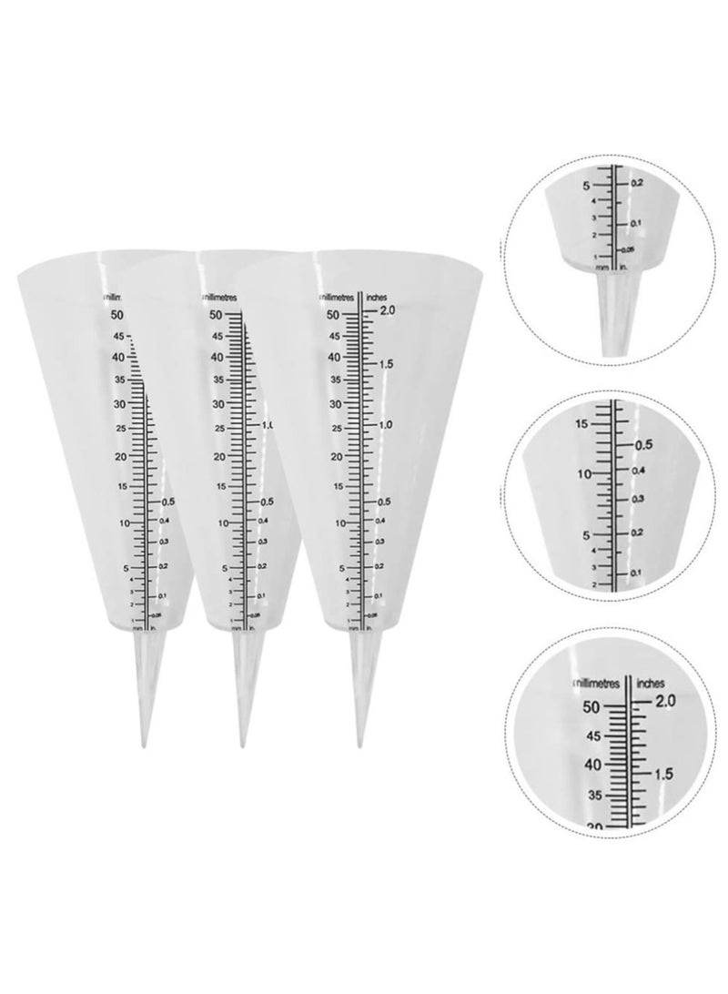 SYOSI 3 Pcs Conical Rain Meter Gauges, Plastic Transparent Measuring Cup with Scale Conical Rain Measuring Cup for Garden Lawn Yard Outdoor