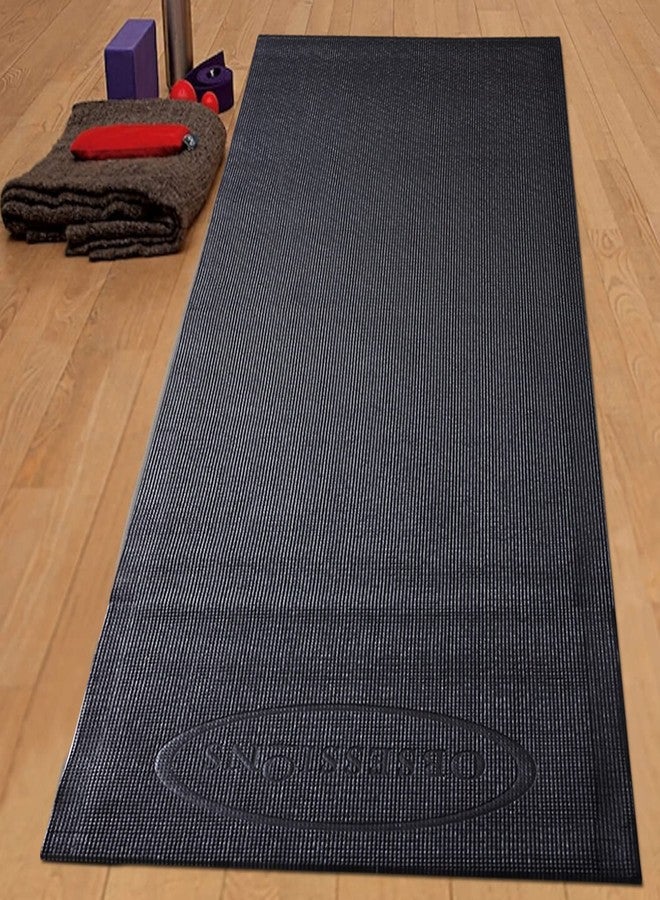 OBSESSIONS Anti-Slip PVC Solid Yoga Mat with Carrying Strap (L)173 X (W)61cm, Black - Image 2