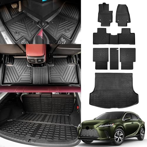 Dattumar Floor Mats Compatible with 20232025 Lexus RX350 RX350H RX500H Trunk Mat Cargo Liner All Weather Back Seat Cover Protector 2024 RX350 Accessories 20232025Trunk MatBackrest MatFloor Mats