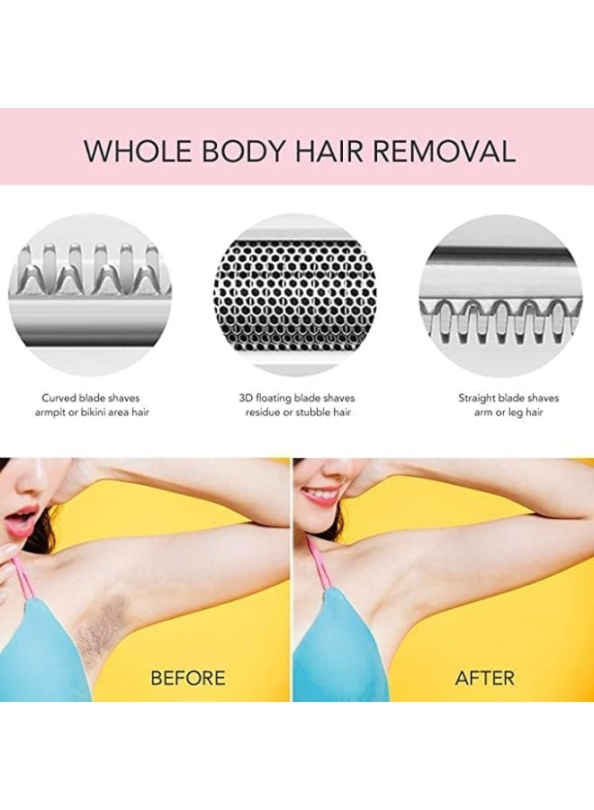 ماكينة حلاقة كهربائية للنساء بدون ألم 4 في 1 ماكينة حلاقة لاسلكية قابلة لإعادة الشحن للوجه وشفرات حلاقة للحواجب وشعر الأنف والشفاه ومجموعة أدوات العناية بالجسم للنساء - Image 2