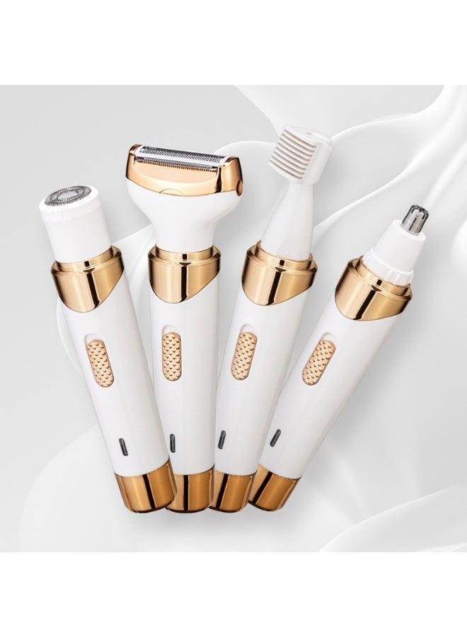 ماكينة حلاقة كهربائية للنساء بدون ألم 4 في 1 ماكينة حلاقة لاسلكية قابلة لإعادة الشحن للوجه وشفرات حلاقة للحواجب وشعر الأنف والشفاه ومجموعة أدوات العناية بالجسم للنساء - Image 1