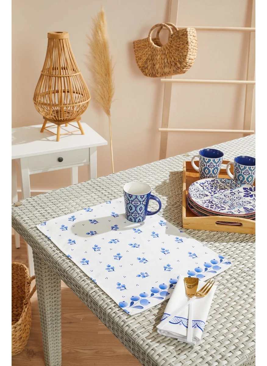 Ays Home Blue Blanc White Blue 4-Piece Placemat Set