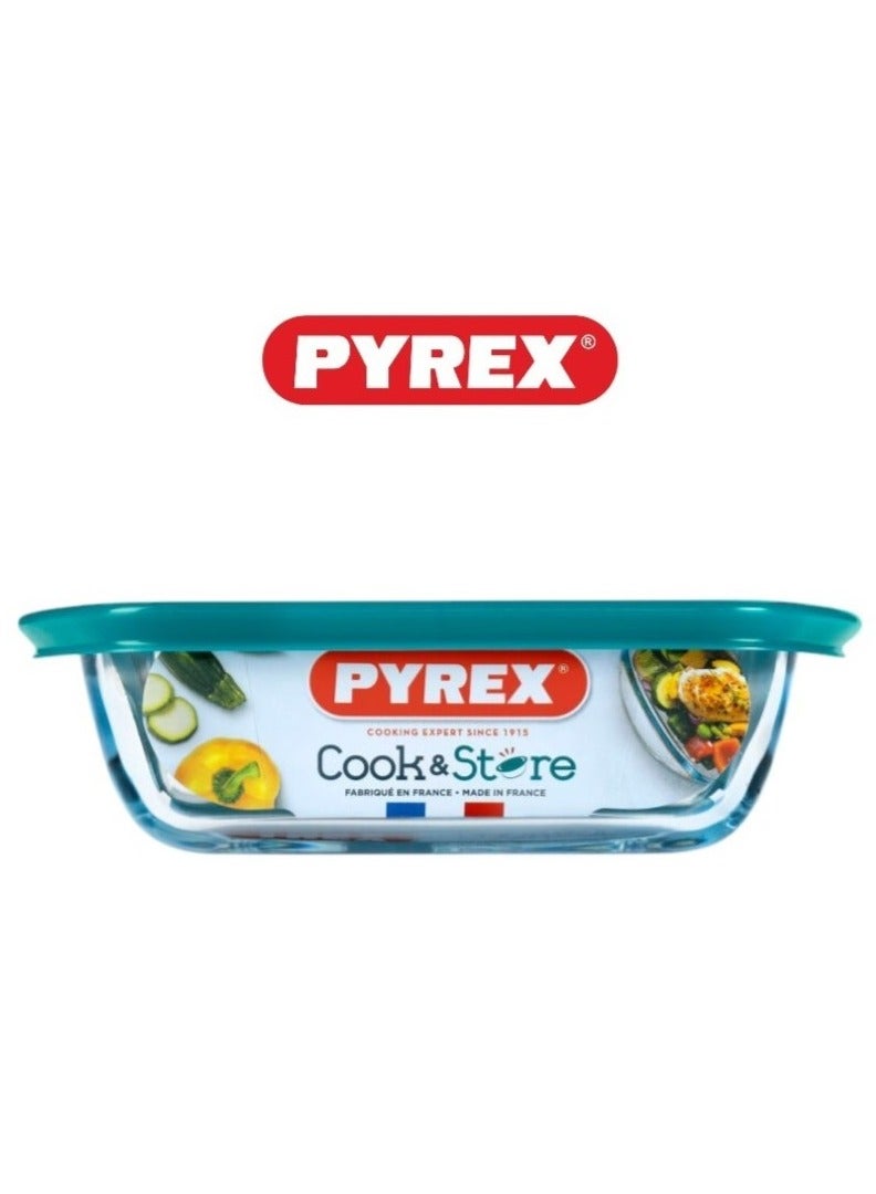 Pyrex Cook & Store Squared Roaster with Lid - 2.2L Capacity for Versatile Cooking and Storing Green 2.2Liters - Image 2