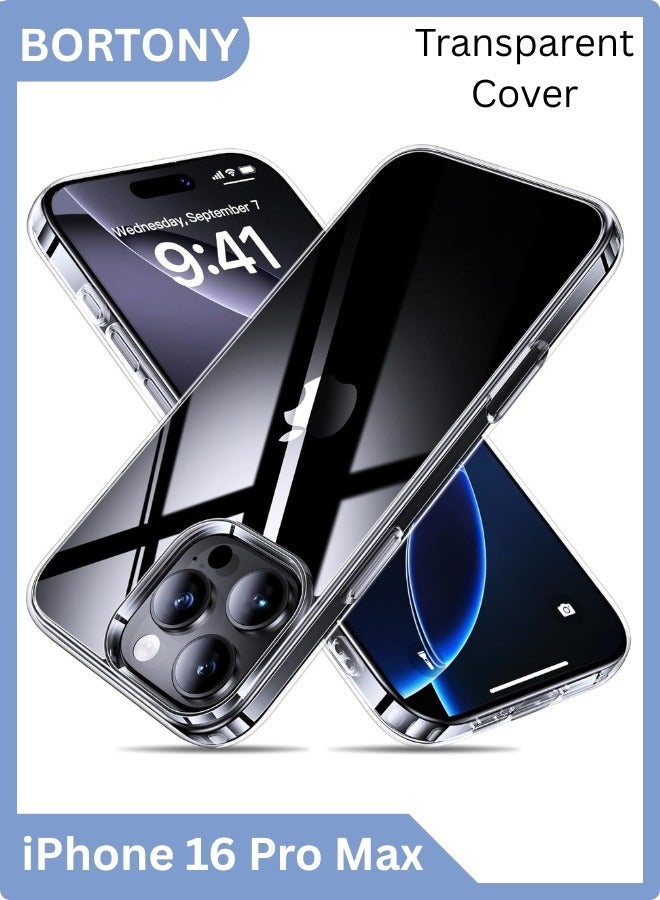 BORTONY iPhone 16 Pro Max Case Crystal Clear Ultra Slim Thin Cover for iPhone 16 Pro Max Shockproof Protective Phone Case for iPhone 16 Pro Max 6.9 inch - Image 1