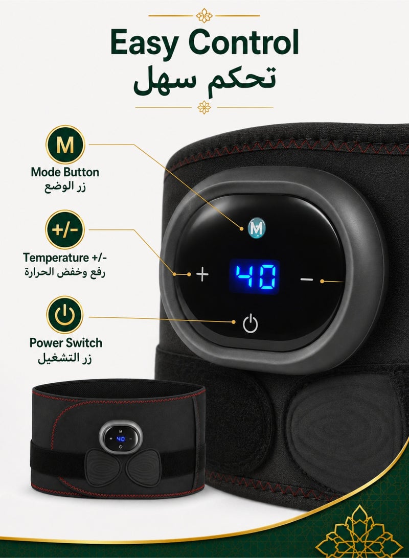 WAKYME Back Massager with Heat, Lumbar Support Belt for Pain Relief, 3 Vibration Modes & 5 Heating Levels, Wearable Electric Heating Pad for Waist, 1800mAh Battery Portable - Image 3