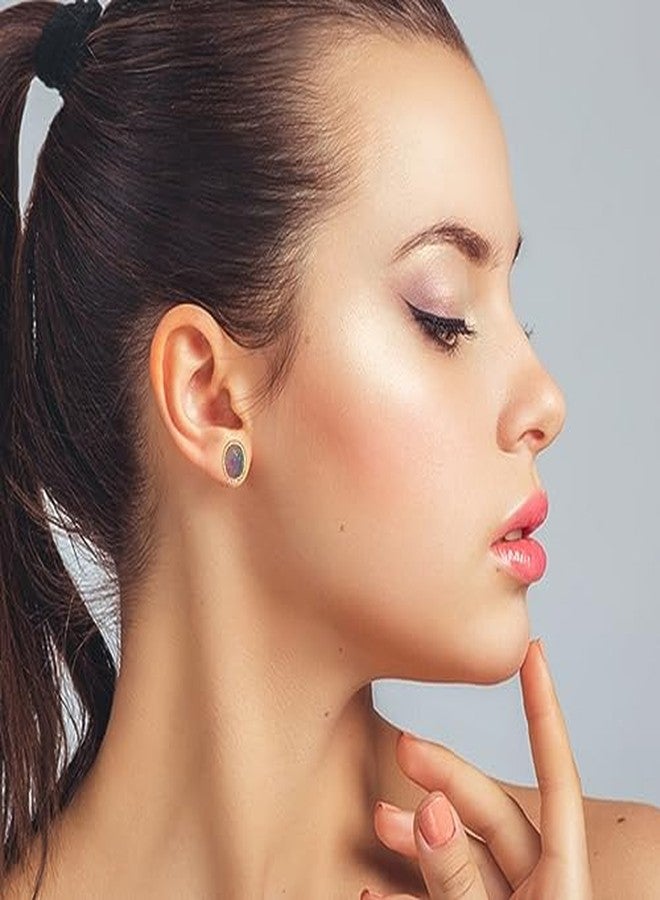 Estele 24kt Gold Plated Royal Frame Hand Painted Stud Earring for Women, One Size (688/701-IG ER) - Image 3
