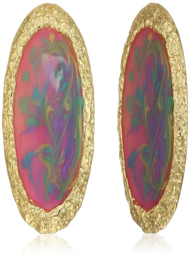 Estele 24kt Gold Plated Royal Frame Hand Painted Stud Earring for Women, One Size (688/701-IG ER) - Image 1