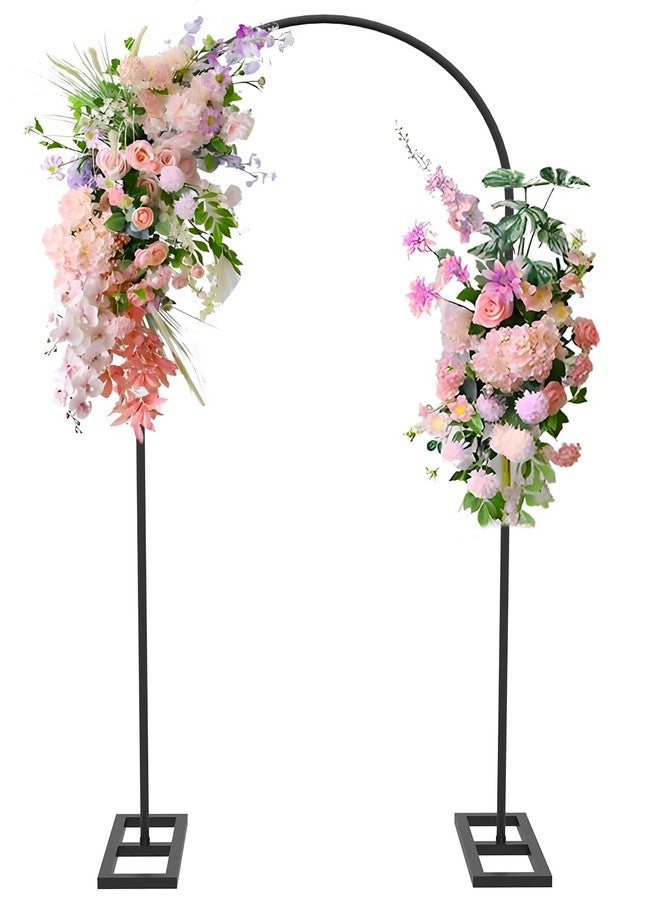 Queension 6FT Metal Wedding Arch Stand for Ceremony, Backdrop Frame With Base for Birthday Party, Baby Shower, Balloon Decorations, Black - Image 1