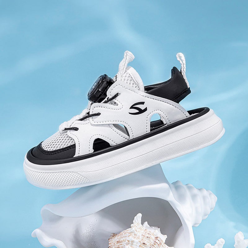 Habibie Single Net Children'S Shoes Summer Children'S Rotating Buckle Sandals Boys Baotou Beach Shoes Women'S Shoes A Generation Of Hair - Image 5