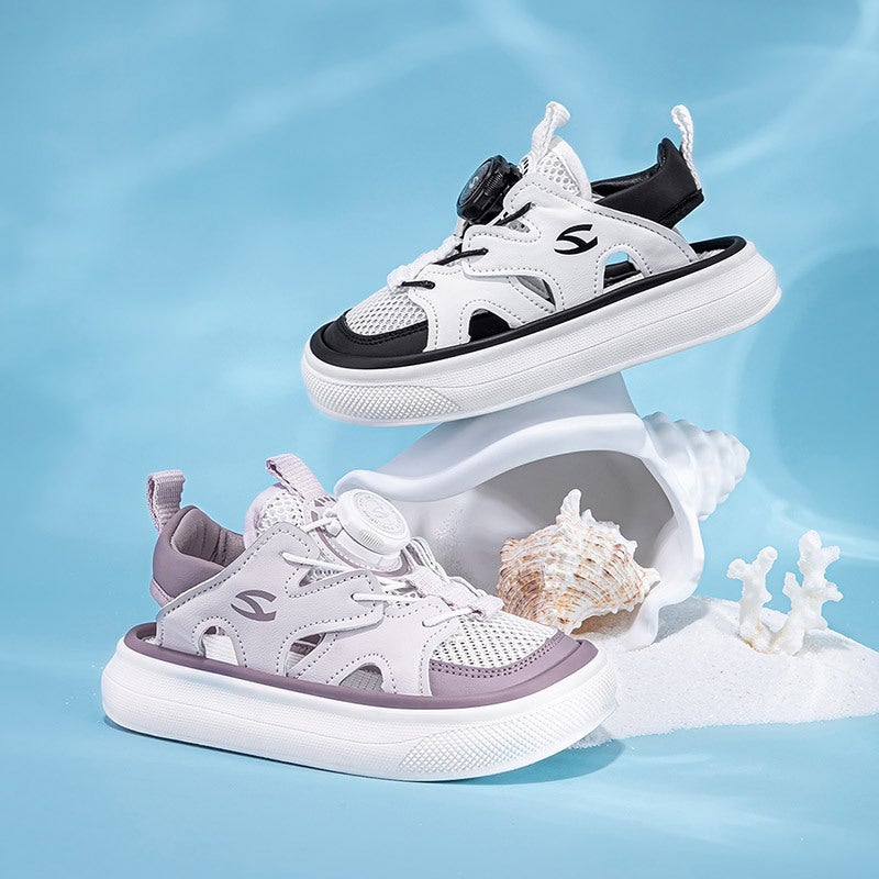 Habibie Single Net Children'S Shoes Summer Children'S Rotating Buckle Sandals Boys Baotou Beach Shoes Women'S Shoes A Generation Of Hair - Image 2