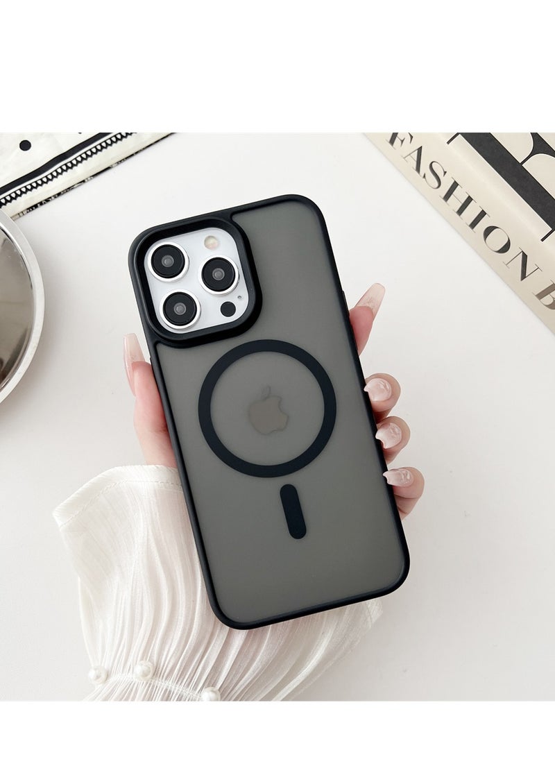 تي دبليو إي جي جي أو أن حافظة آيفون 15 برو، غطاء خلفي واقٍ غير لامع مع حافظة ماجسيف لهاتف آيفون 15 برو أسود 6.1 بوصة