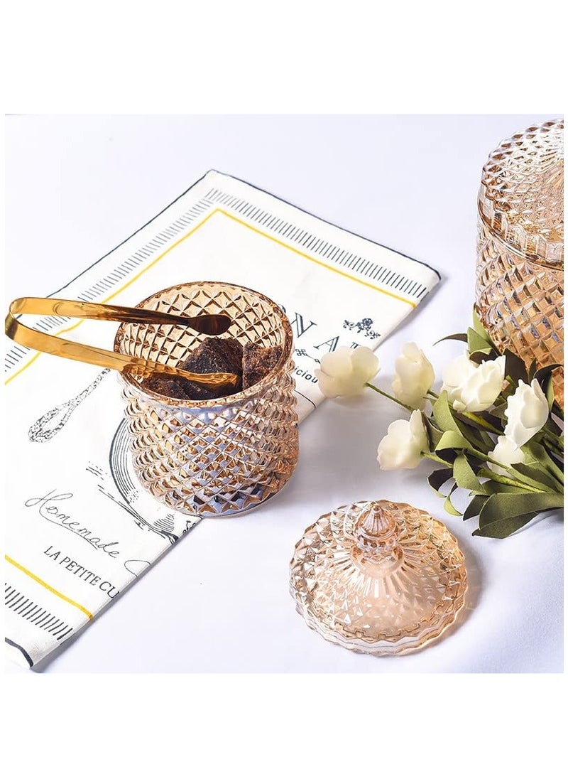Excefore Crystal Candy Box, Candy Dish with Lid Glass Decorative Box Cookie Amber Jar Vintage Jewelry Box Trinket Boxes for Party Wedding Display Pothecary Flour Gifts For Friends Female, Brown Large  - Image 2