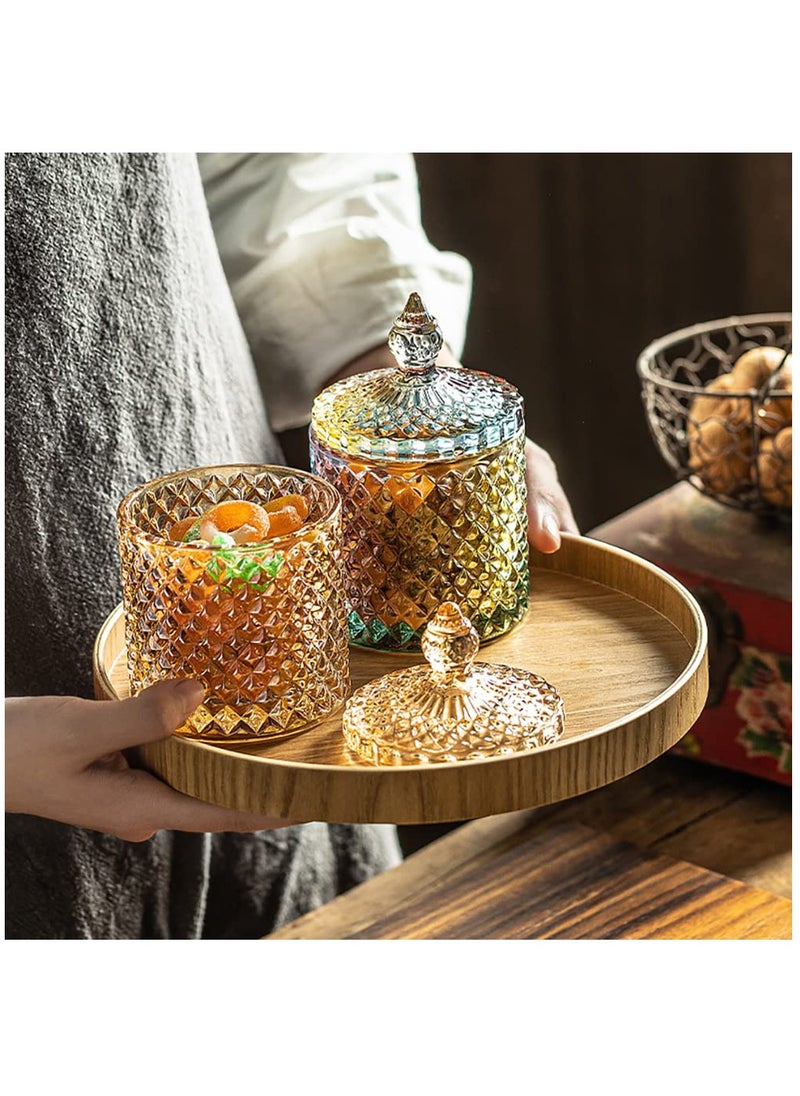 Excefore Crystal Candy Box, Candy Dish with Lid Glass Decorative Box Cookie Amber Jar Vintage Jewelry Box Trinket Boxes for Party Wedding Display Pothecary Flour Gifts For Friends Female, Brown Large  - Image 5