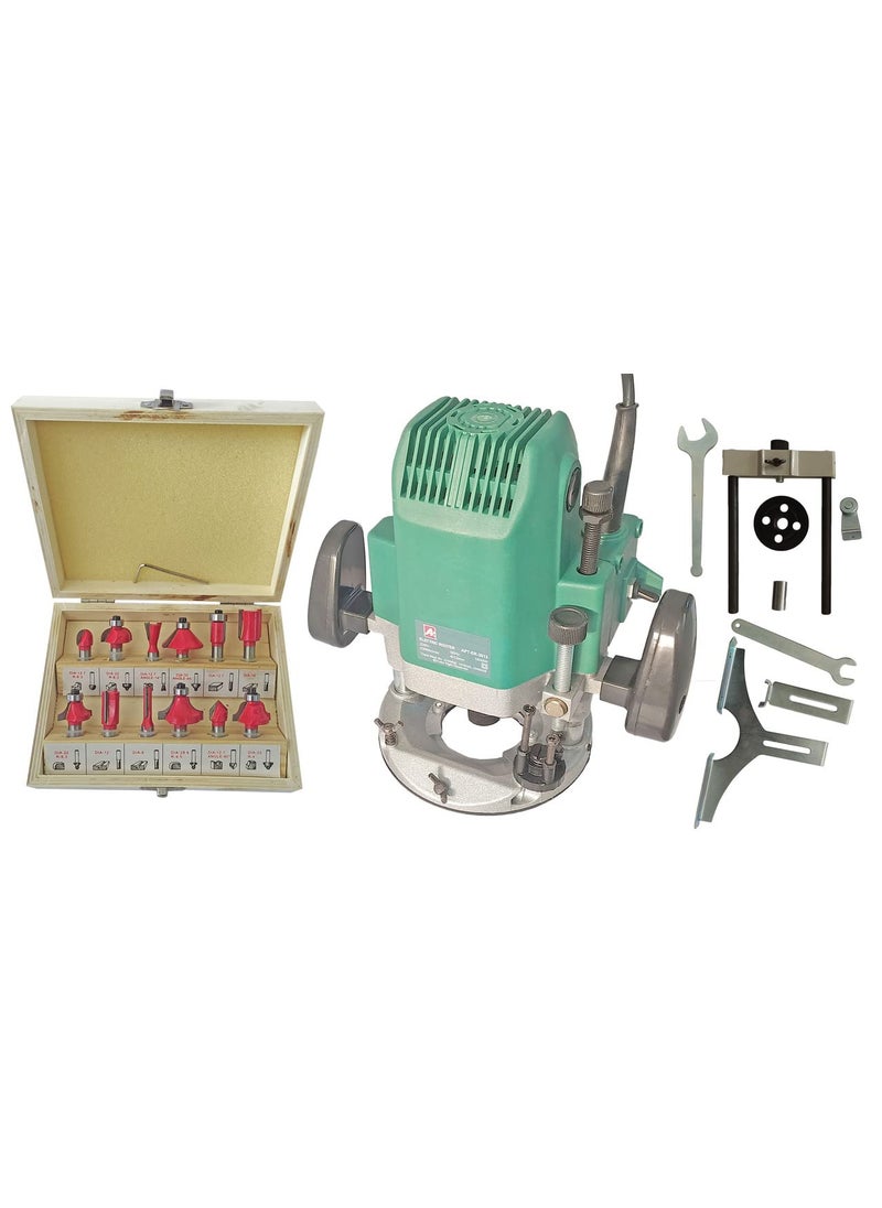 Inditrust INDITRUST Heavy duty 1600W Router Trimmer Machine 8mm Electric Wood Router Machine With 12 Pcs Router bit Pack of 2 Rotary Tool  - Image 1