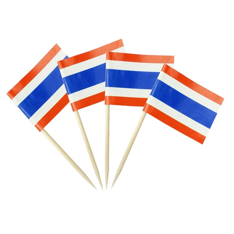 Thailand Flag Thai Flag Small Mini Thailand Toothpick Flags for Food Cupcakes Cocktails Appetizers Bar Party Decorations