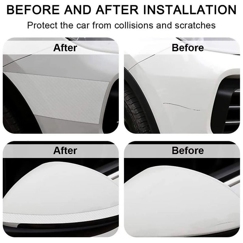 VINSU Carbon Fibre High Gloss Anti Scratch Carbon Fiber Paint Protection Film Tape - Bumper Door Guard Scuff Plate Protectors Tape Anti-Scratch Step 5 M Polyvinyl Chloride (White Tape) - Image 2