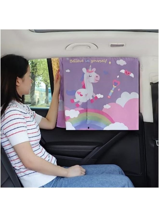 GGEROU Cute Cartoon Sunshades, Car Window Shades with Mesh Pocket - Image 5