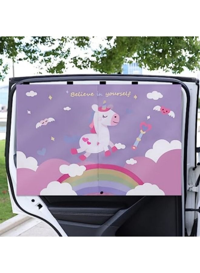 GGEROU Cute Cartoon Sunshades, Car Window Shades with Mesh Pocket - Image 3