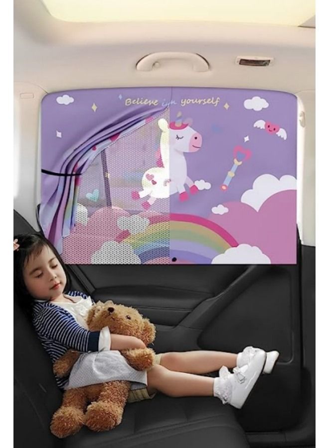 GGEROU Cute Cartoon Sunshades, Car Window Shades with Mesh Pocket - Image 2