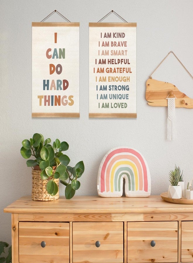 ZTGDA I Am Kind,I Can Do Hard Things Positive Quotes Wall Art Decor Set of 2,Inspirational Canvas Linen Posters with Wood Hanger Frame, Encouragement Wall Art Poster for Classroom Playroom Nursery,Kids Room Decor (12x16inch) - Image 5