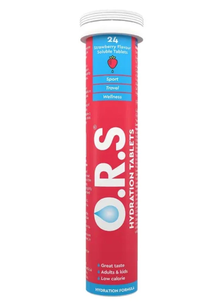 O.R.S. Hydration Tablets ORS solube Strawberry 24 Effervescent Tablets  - Image 1