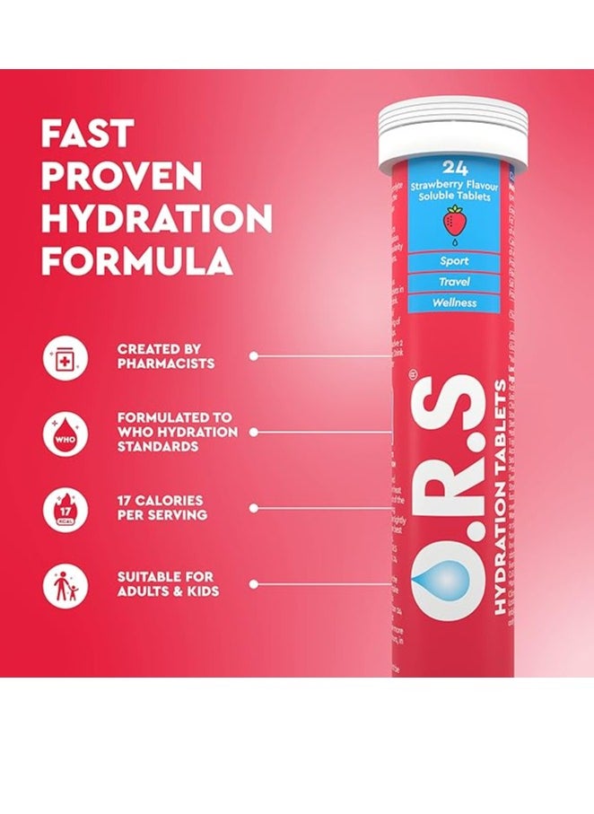 O.R.S. Hydration Tablets ORS solube Strawberry 24 Effervescent Tablets  - Image 2
