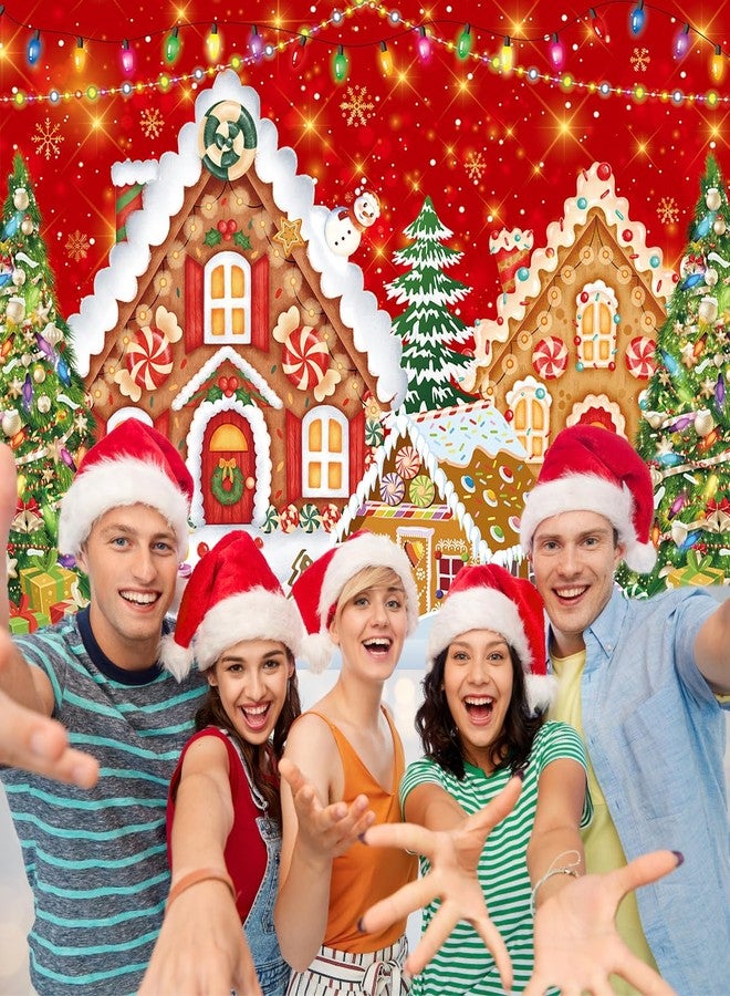 RUYI Christmas Gingerbread House Backdrop 7x5FT Red Merry Christmas Candyland Background Winter Xmas Holiday Baby Shower Birthday Party Decorations Supplies Photo Props - Image 5