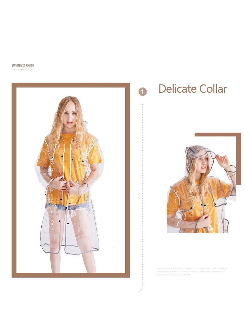 SYOSI Rain Ponchos Raincoat Fashion Reusable Eva Transparent Raincoats With Hood For Adults Clear Raincoat For Women And Men - Image 4