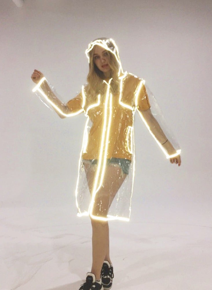 SYOSI Rain Ponchos Raincoat Fashion Reusable Eva Transparent Raincoats With Hood For Adults Clear Raincoat For Women And Men - Image 2