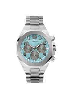 GUESS Guess Men's Silver Chronograph Stainless Steel triffany Blue Dial Strap Watch - GW0489G3  - Image 1