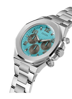 GUESS Guess Men's Silver Chronograph Stainless Steel triffany Blue Dial Strap Watch - GW0489G3  - Image 3