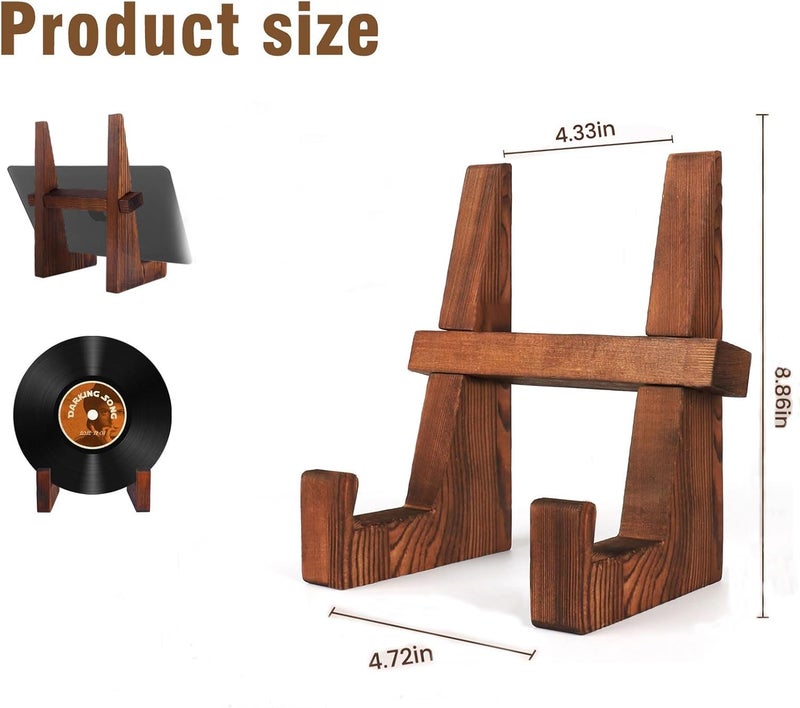 DEBETOOL Cookbook Stand for Kitchen - 8.8 inch Wooden Cookbook Holder for Kitchen Counter Decor, Multifunctional Recipe Book Stand, Rustic Brown Recipe Book Holder Stand - Image 2