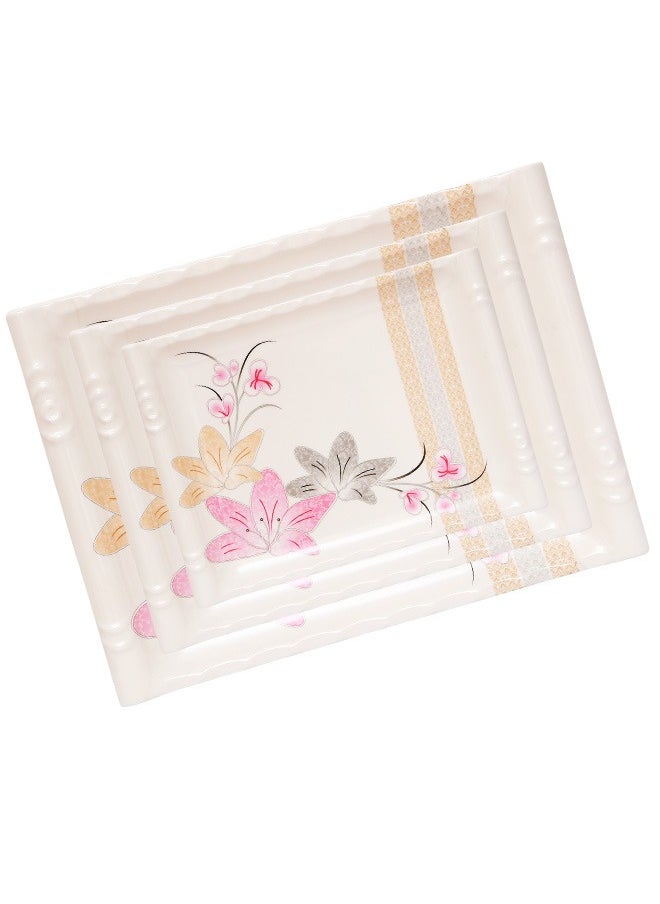 A TO Z Floral Melamine Serving Tray Set – 3 Pcs, Premium Quality, Scratch Resistant & Unbreakable, BPA-Free, 33x38x44.5 cm, Design 207 | Dishwasher Safe, Ideal for Daily Use & Parties  - Image 4