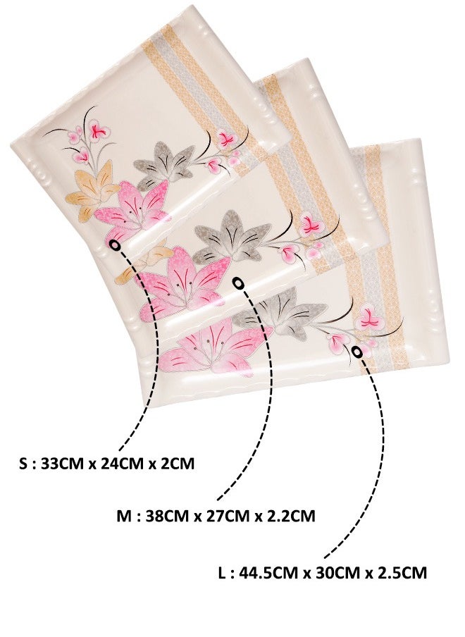 A TO Z Floral Melamine Serving Tray Set – 3 Pcs, Premium Quality, Scratch Resistant & Unbreakable, BPA-Free, 33x38x44.5 cm, Design 207 | Dishwasher Safe, Ideal for Daily Use & Parties  - Image 5