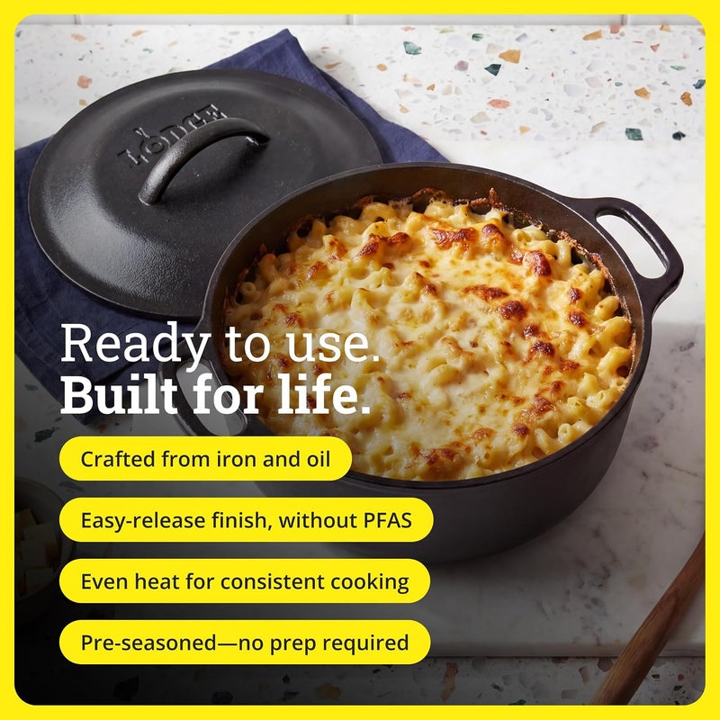 Lodge 2 Quart Cast Iron Dutch Oven. Pre-Seasoned Pot with Lid for Cooking, Basting, or Baking Popular practical build - Image 2
