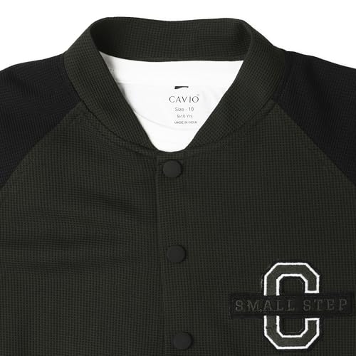 CAVIO Boys Cotton Blend Full Sleeves Colorblock Jacket and T-Shirt OliveGreen - Image 4