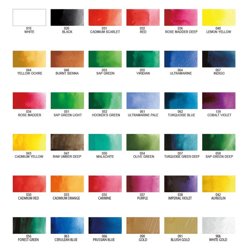 Kuretake GANSAI TAMBI Watercolor Paint Set 36 Colors, Professional-quality art supplies for artists adult painting sketching, Non-Toxic, Made in Japan - Image 3